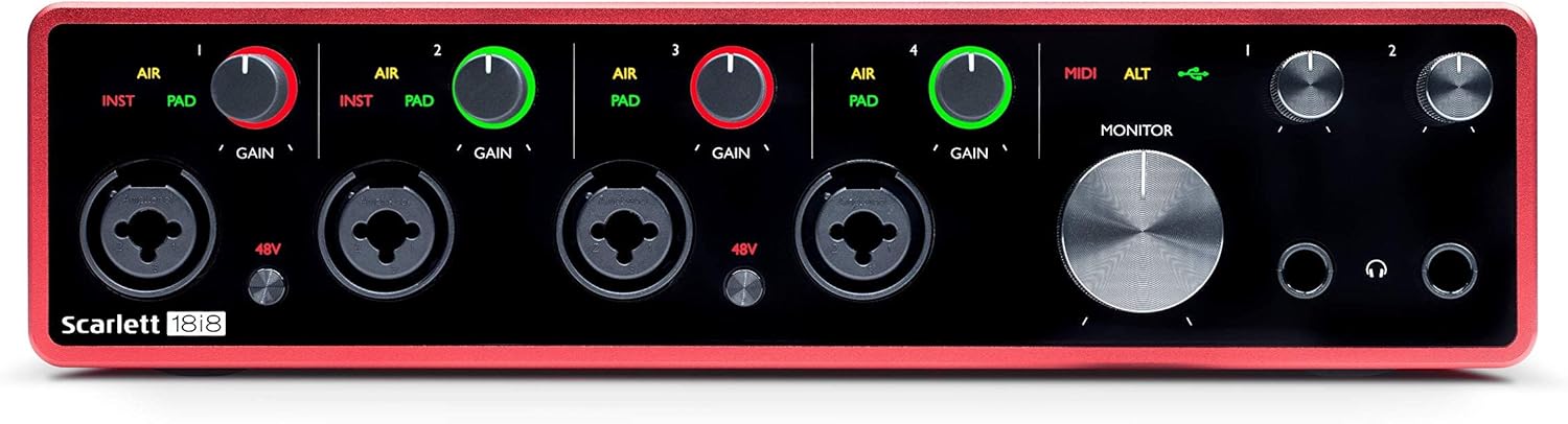 Focusrite Scarlett 18i8 18x8 USB Audio Interface 3rd Gen for Producers/Bands (Renewed)