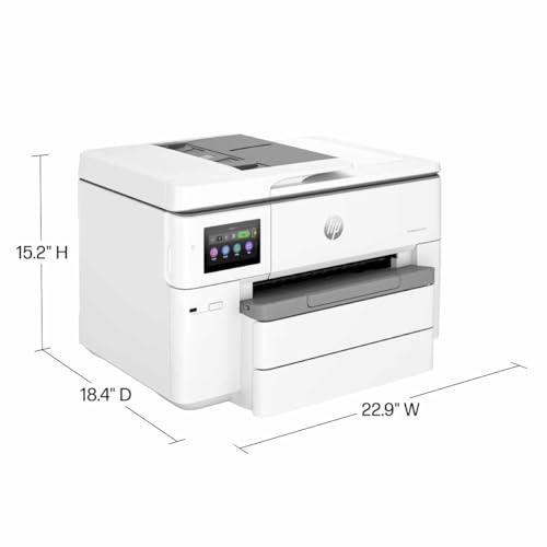 HP OfficeJet Pro 9730e Wide-Format Wireless All-in-One Color Inkjet Printer, Print, scan, Copy up to 11x17', ADF, Duplex Printing Best-for-Office, 3 Month Instant Ink Trial Included (537P6A)
