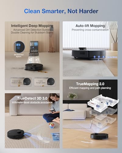 ECOVACS DEEBOT T30S Robot Vacuum and Mop, 11000Pa, ZeroTangle Technology, TruEdge Adaptive Edge Mopping, Hot Water Mop Washing, Self-Emptying, Self Refilling, Auto-Mop Lifting, Obstacle Avoidance