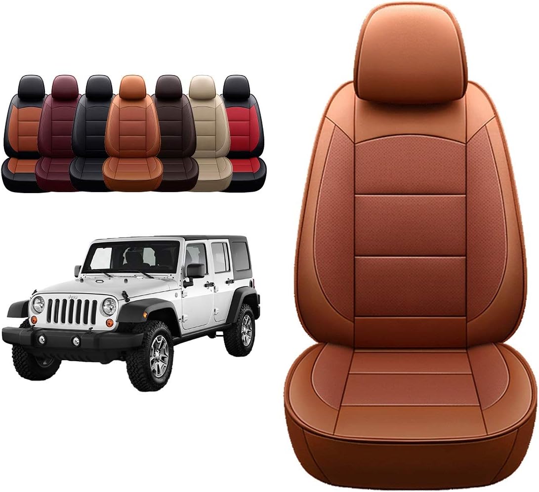OASIS AUTO 2007-2017 Wrangler JK Custom Leather Seat Covers (2013-2017 Wrangler 4-Door, Black)