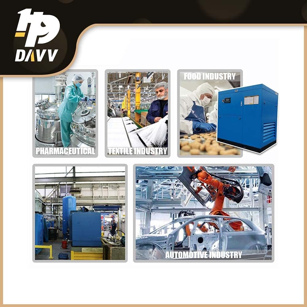 230V 3-Phase Rotary Screw Air Compressor 50HP 37KW - 198CFM@125PSI Base Mount Commercial Air Compressed System Heavy Duty Stationary Industrial Compressed Air Built-in Air Oil Separator - SC3723