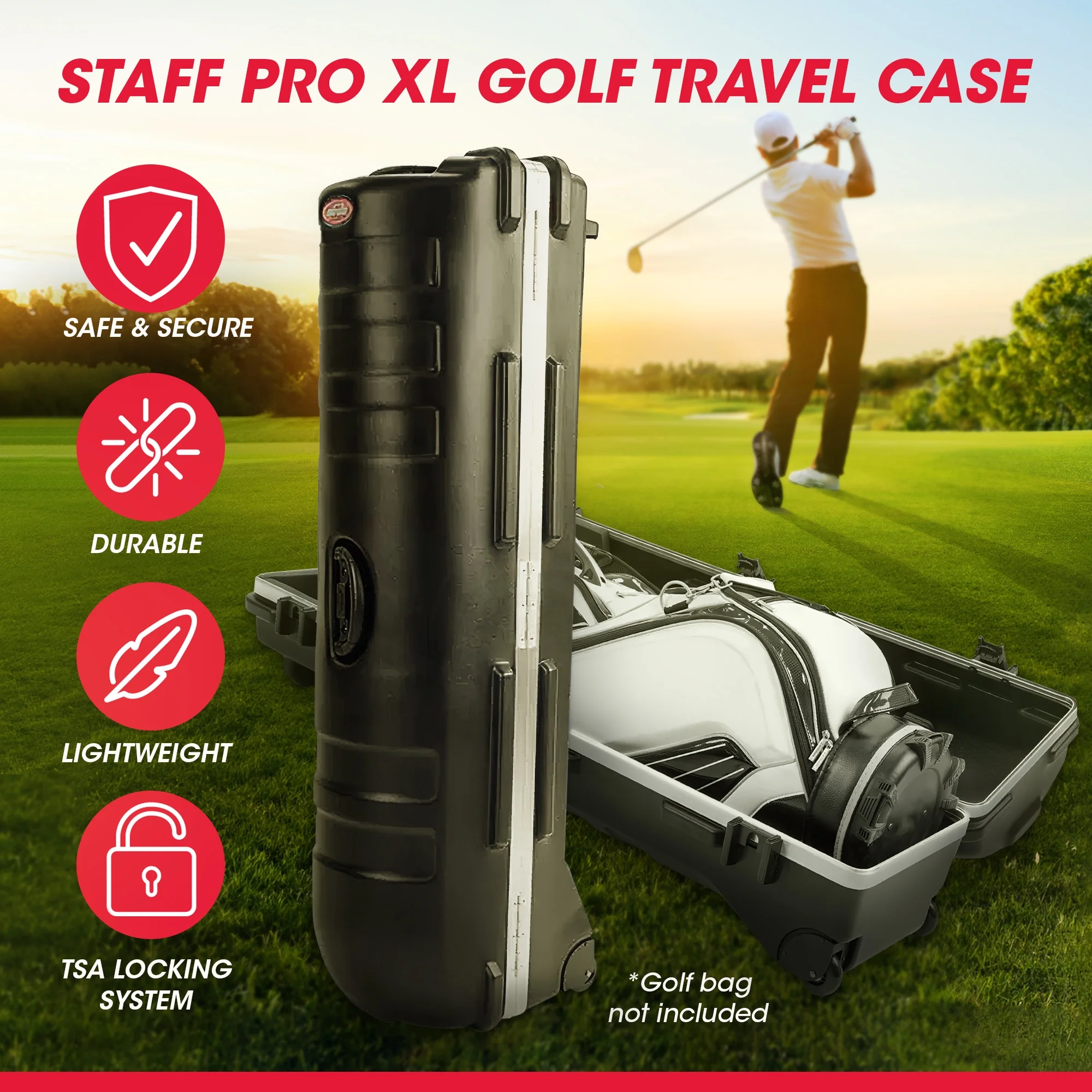 SKB Cases ATA Staff Pro XL Hard Plastic Storage Wheeled Golf Travel Case