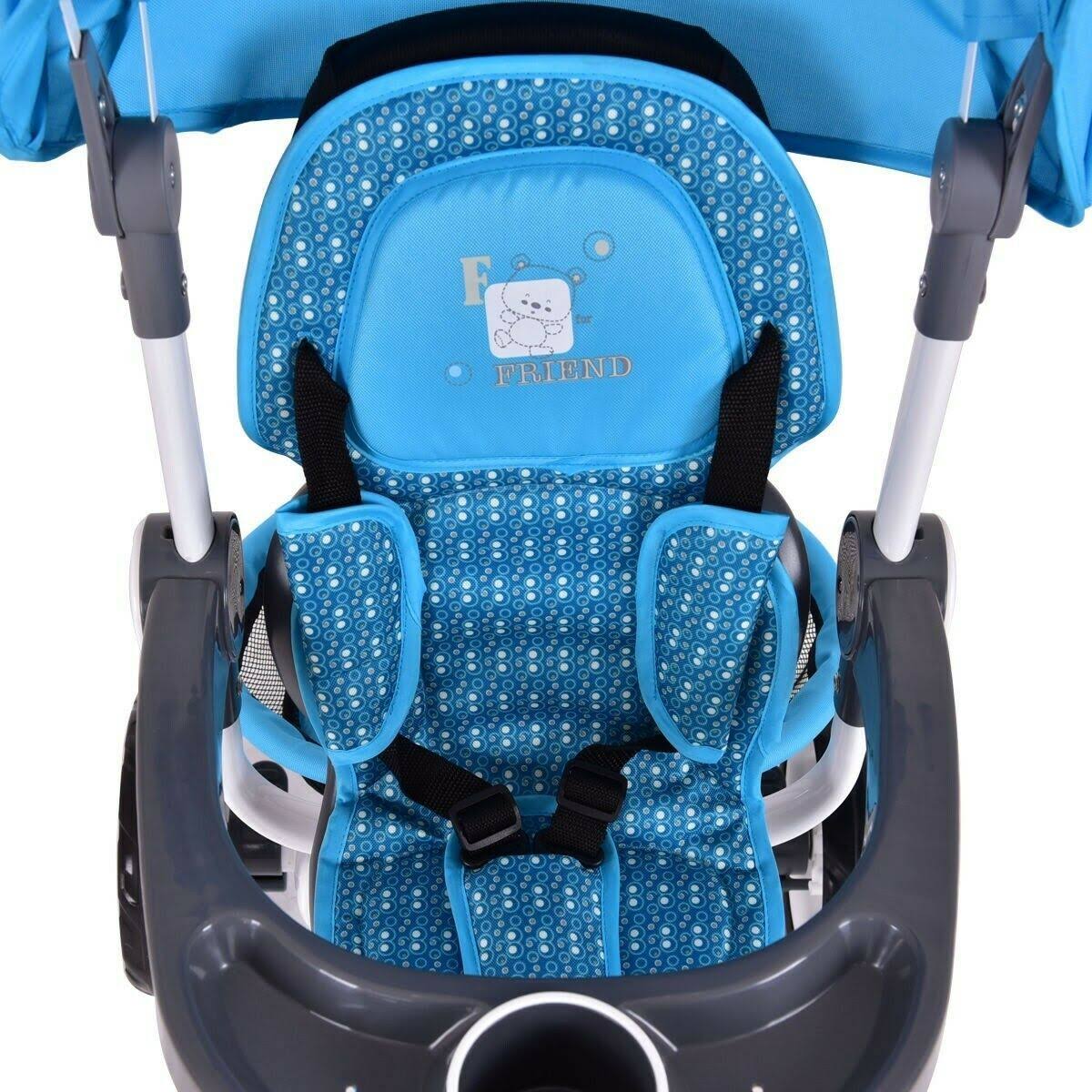 4-in-1 Detachable Baby Stroller Tricycle with Round Canopy