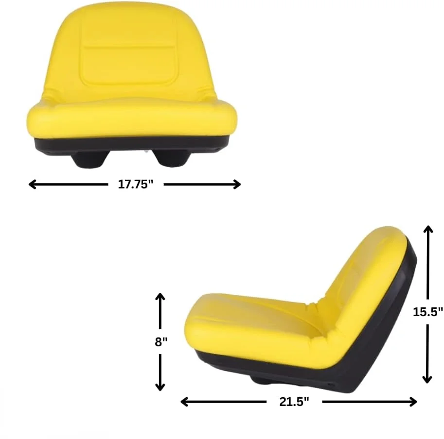 Mower Seat - Fits John Deere E130, G110, L100, L105, L107, L110 - Should Fit AUC11476, GY21210, GY20664 - Compatible With Some John Deere Tractor & Riding Mower Seat (Black & Yellow)