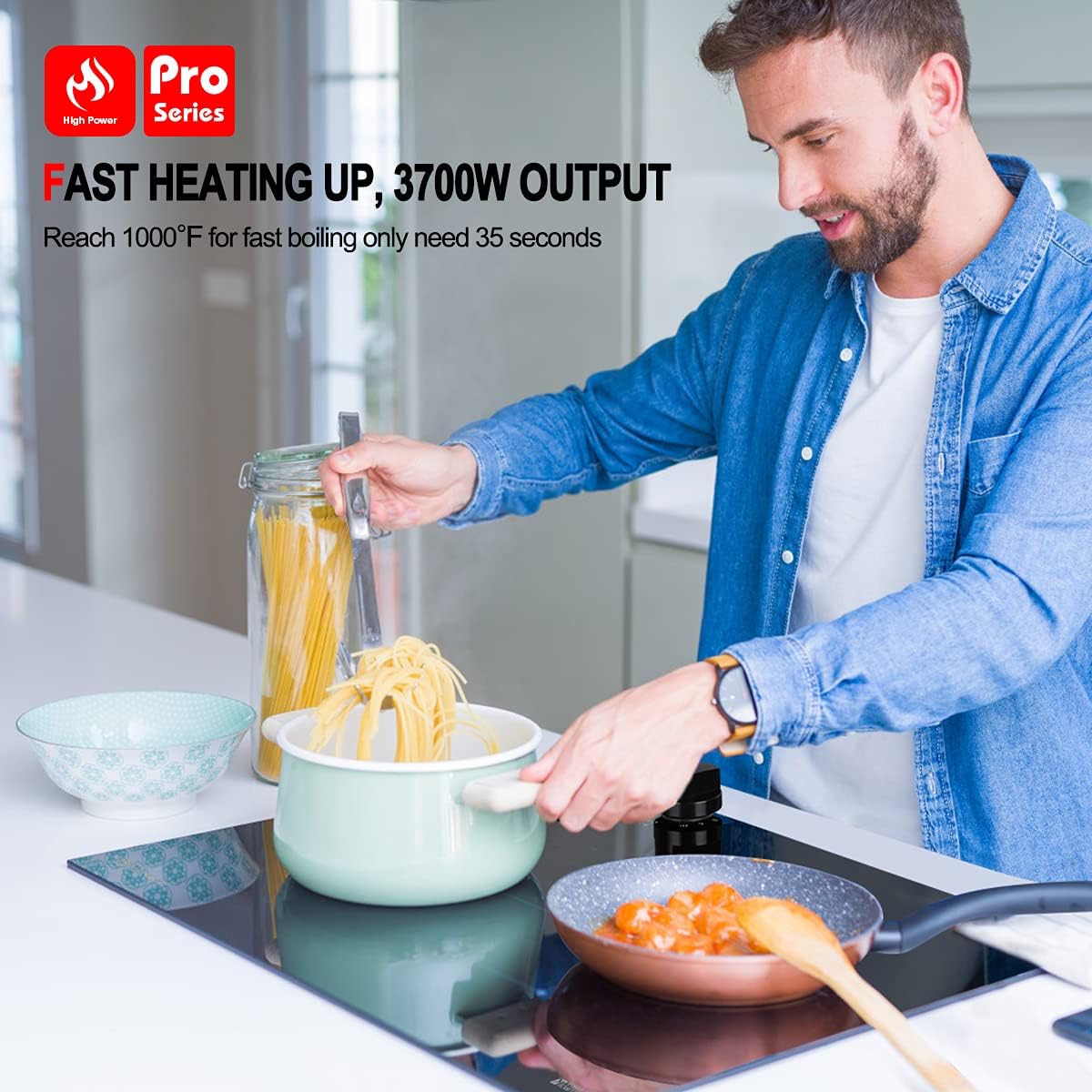Electric Cooktop 30'', GASLAND Chef Pro Series Built- in Ceramic Cooktop 4 Burners, 220V Smoothtop Style Cooktop, Knob Control, Hot Surface Indicator, ETL Approved