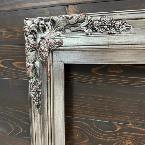 TV frame for Samsung The Frame TV, fits 32, 43, and 50 inch TVS. Antique Silver Leaf (not for use with other models) Handmade wood ornate TV Frame.