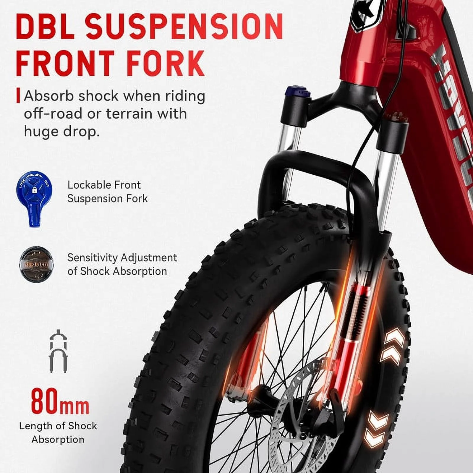HOVSCO Folding Electric Bike, 750W Step-Thru 20 inch Fat Tire Ebike, 28 MPH, 48V 15Ah Removable Battery, Dual Hydraulic Suspension & Brake, Red - Curated Treasures Market