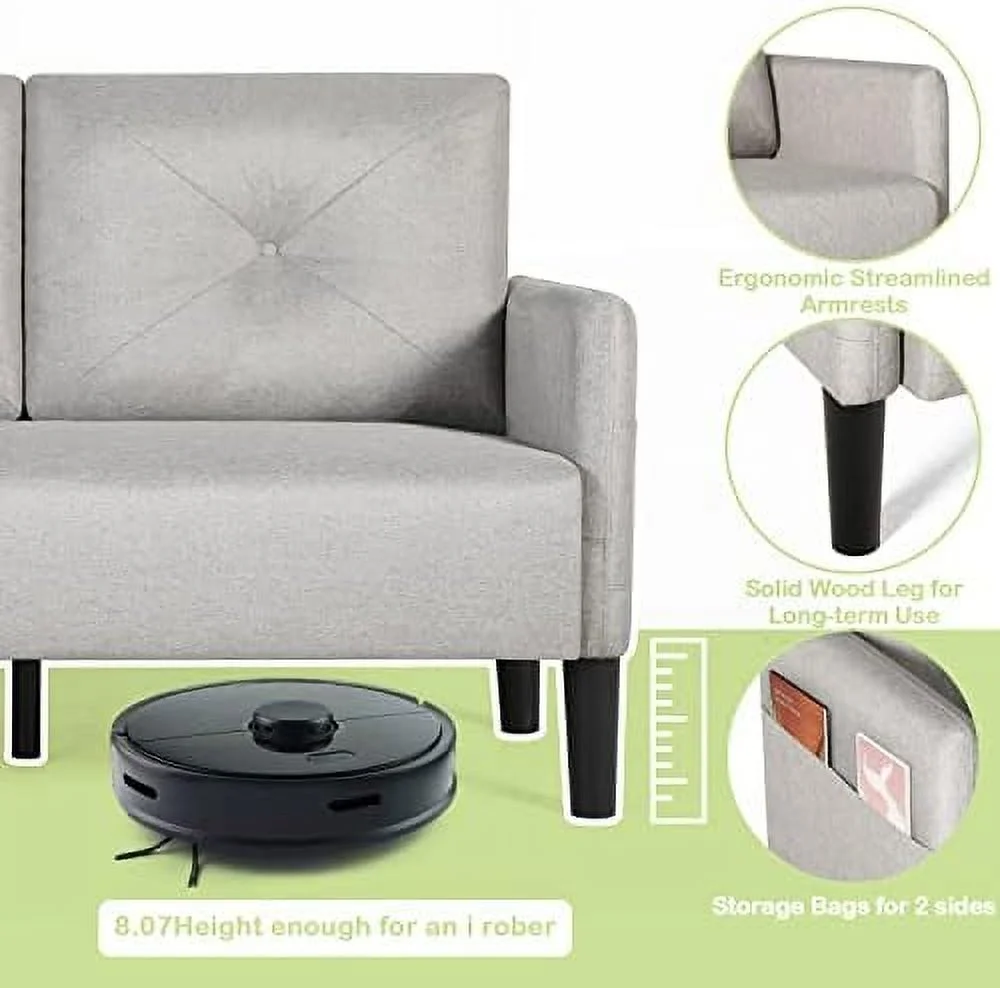 HOOMHIBIU Modern Comfy Loveseat Upholstered 56" W Small Sofa Couches w/ 2 USB Charging Ports Fabric 2-Seat Small Couch Sofas for Bedroom  Living Room  Compact Small Space  Apartment