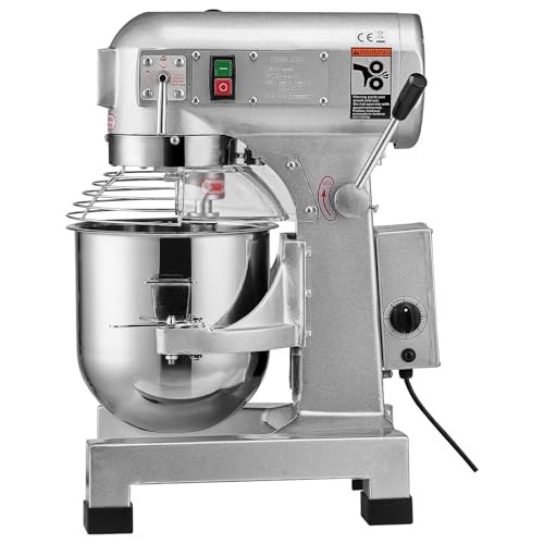 VEVOR Commercial Food Mixer 10Qt, Commercial Mixer with 3 Adjustable Speeds, 550W Dough Mixer,Commercial Stand Mixer with Stainless Steel Bowl