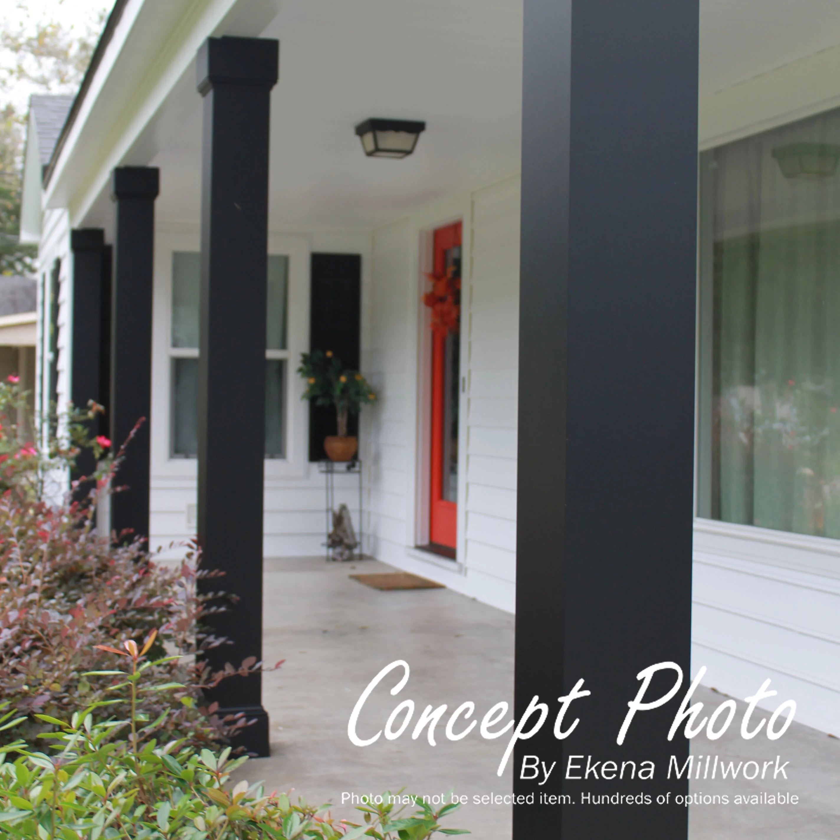 6" x 9' Endura-Aluminum Wellington Style Column, Square Shaft (Load-Bearing 12,000 lbs), Non-Tapered, Gloss White Finish w/ Capital & Base