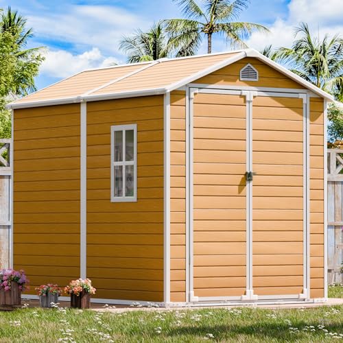 Outdoor Resin Storage Shed with Floor Included 5x3 FT, Waterproof Outside Sheds with Window Lockable Door, Plastic Sheds for Backyard Garden Patio Lawn Tools, Gray