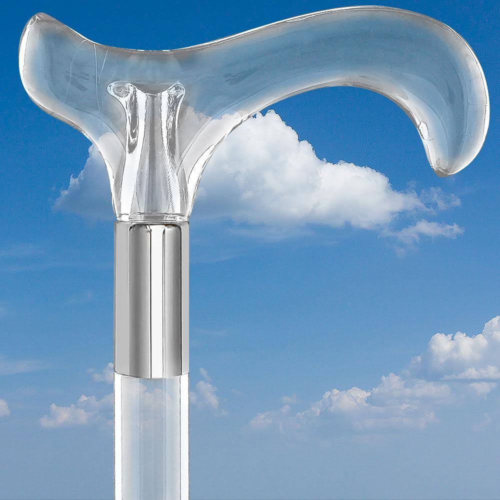 Royal Canes Derby Walking Cane with Clear Lucite Handle and Shaft
