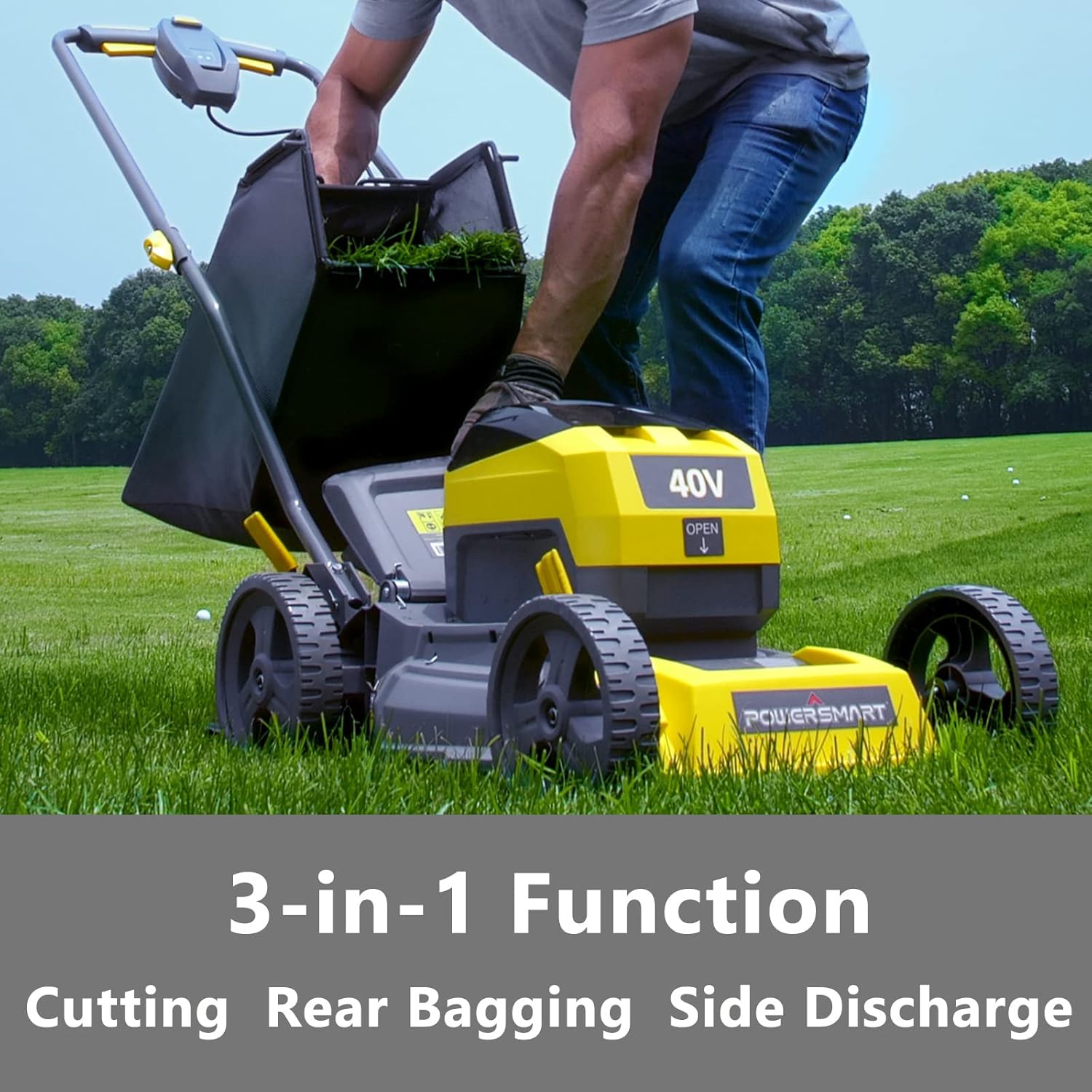 PowerSmart Cordless Lawn Mower 17 Inch 3-in-1 with 40V 4.0Ah Lithium-ion Battery and Charger