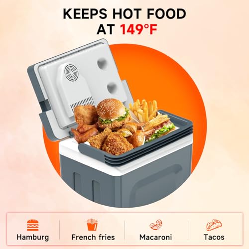 SHAREWIN Electric Cooler & Warmer with Handle Portable Thermoelectric Fridge for Vehicles & Trucks with 110V AC & 12V DV, Portable Refrigerator for Camping, Mini Car Refrigerator