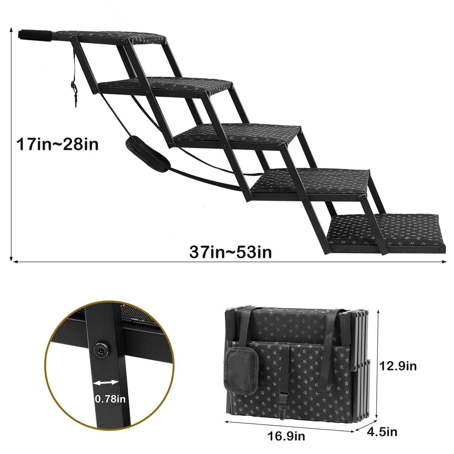 Dog Stairs for Car Foldable Dog Ramps for Large Dogs with Non Slip Surface, Portable Dog Steps for Cars and SUV - Pet Supplies online store