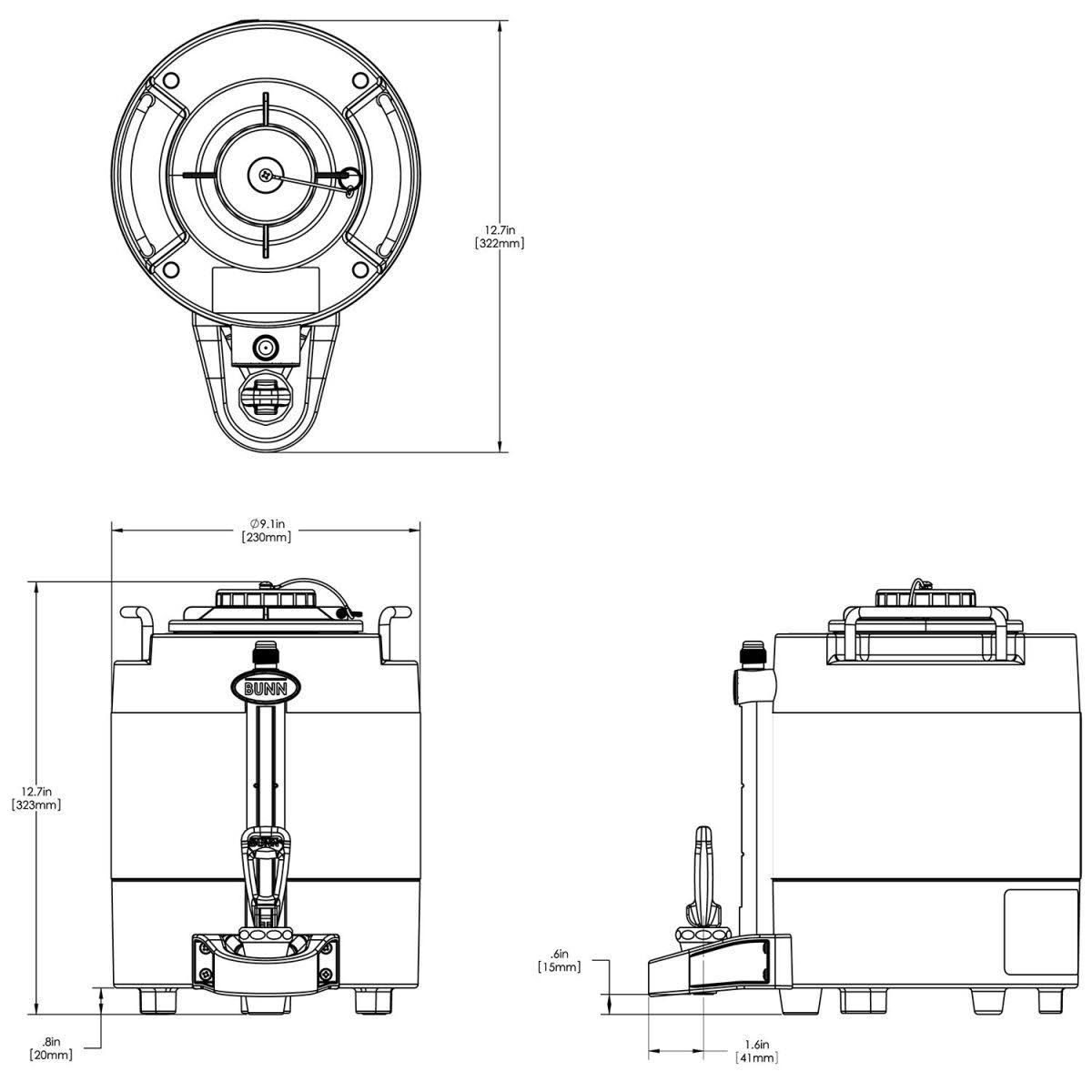 Bunn 1 Gallon ThermoFresh Stainless Mechanical Gauge Server 44000.0050