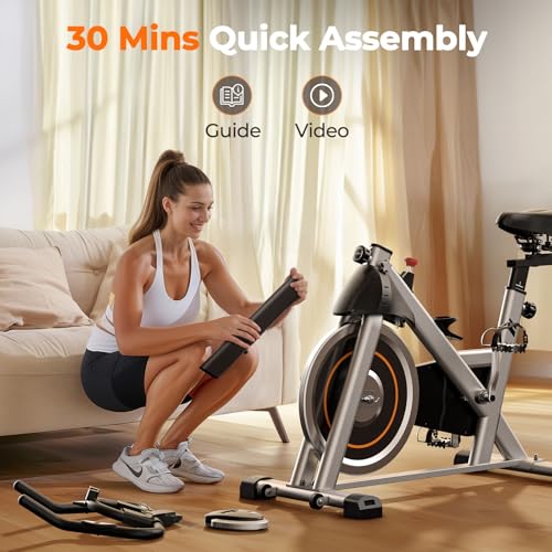 YOSUDA Exercise Bike, Brake Pad Stationary Bike for Home with Exclusive App, Magnetic Indoor Cycling Bike with 300 lb Weight Capacity, Low Noise, Tablet Holder and Fitness Courses for Weight Loss