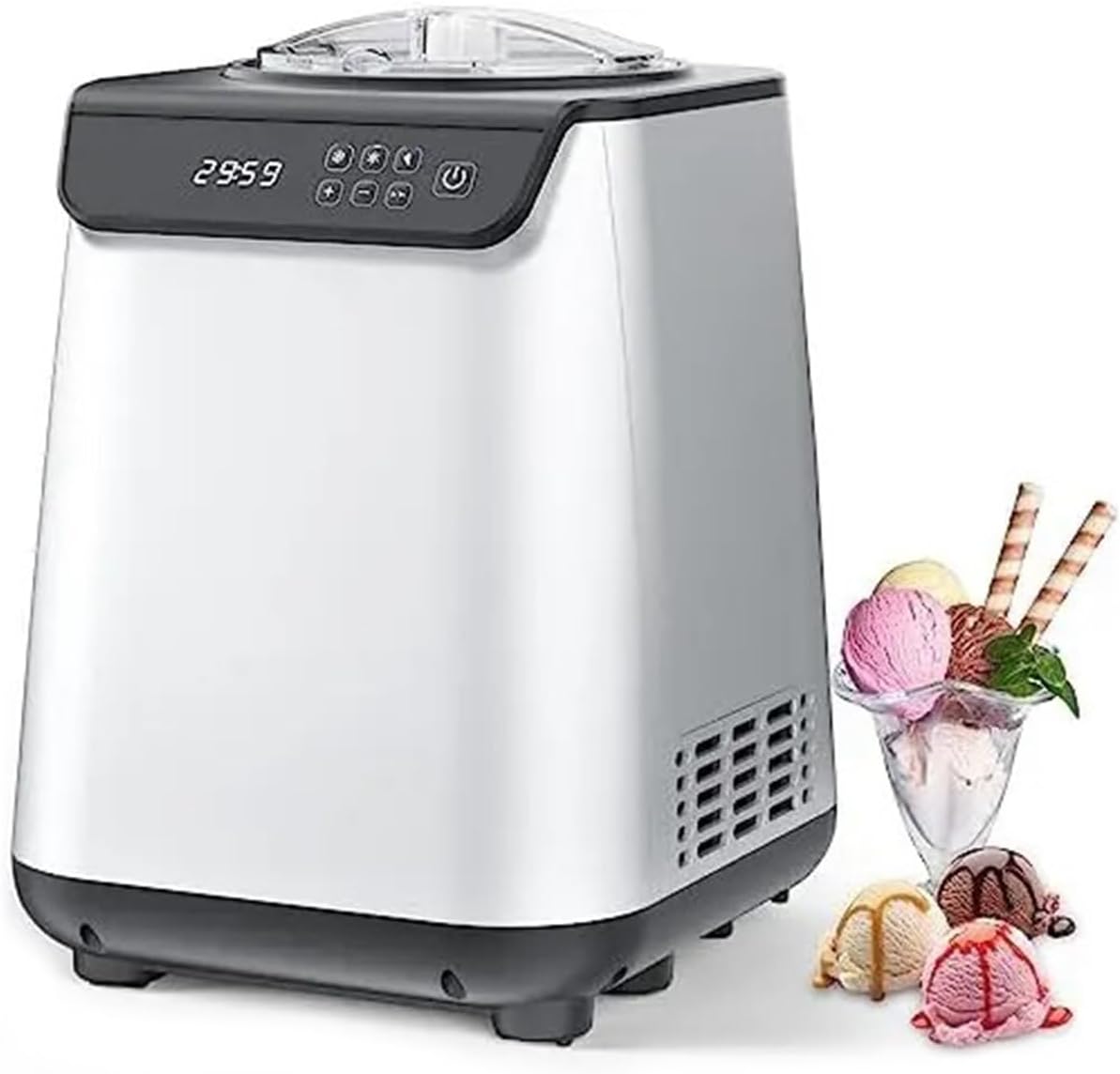 Ice Cream Maker Fully Automatic Ice Cream Maker with Built-in Compressor,Fruit Yogurt Machine Pre-freezing is No Needed,Removable Ice Cream Bowl Table Top Ice Cream Machine，Fun Kitchen Appliance