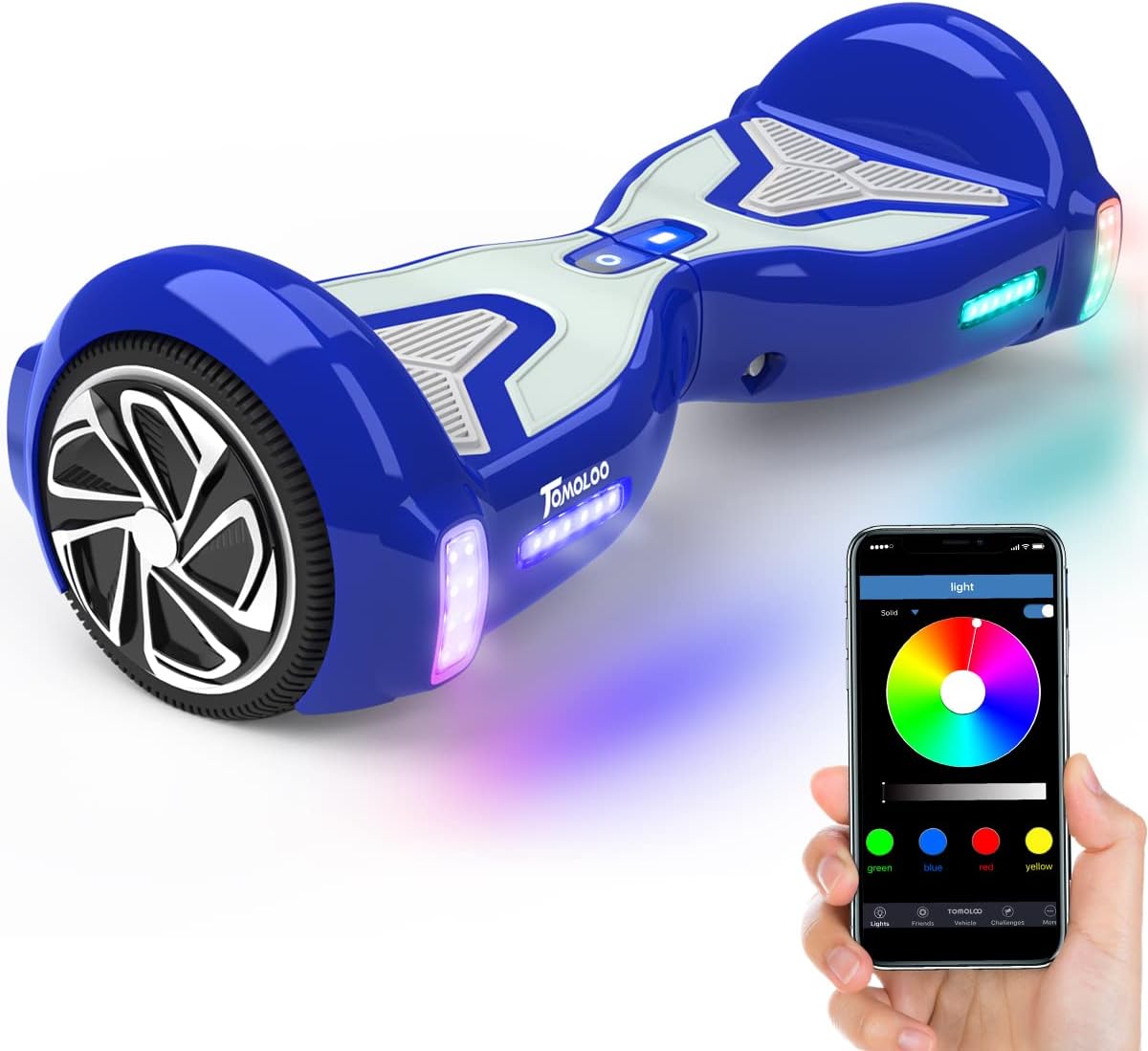 TOMOLOO Hoverboard with Bluetooth Speaker and LED Lights for Kids and Adults 6.5" Wheel Self-Balancing Scooter UL2272 Certified
