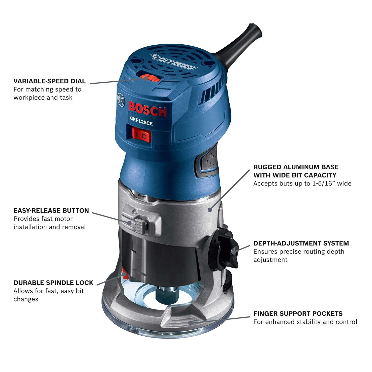 Bosch GKF125CEN Colt 1.25 HP Variable-Speed Palm Router