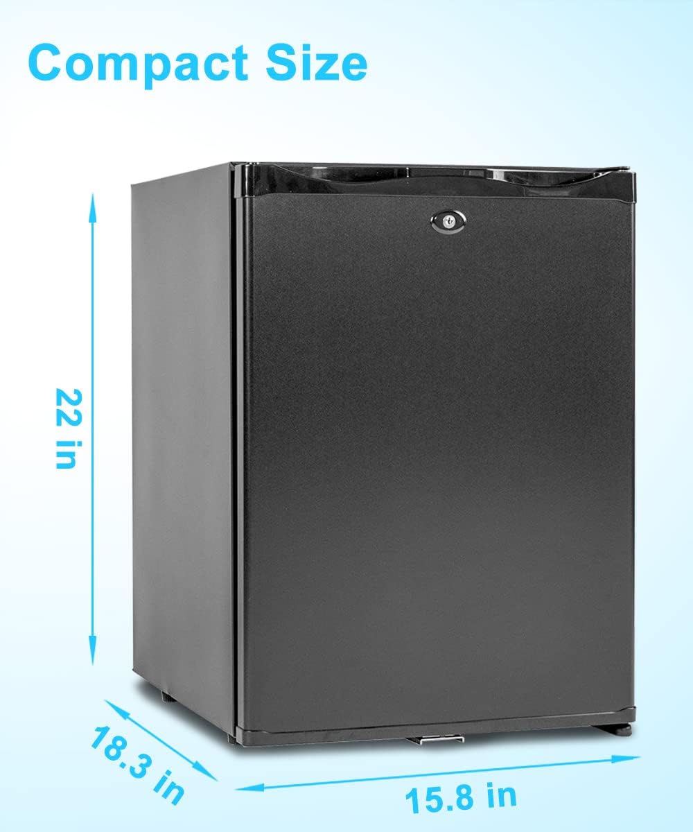 Mini Fridge for Truck Drivers with Lock 1.4 Cu.Ft, Semi Truck Fridge, Absorption Refrigerator 12v/110v for Camper, Truck, Rv, Bedroom,Black