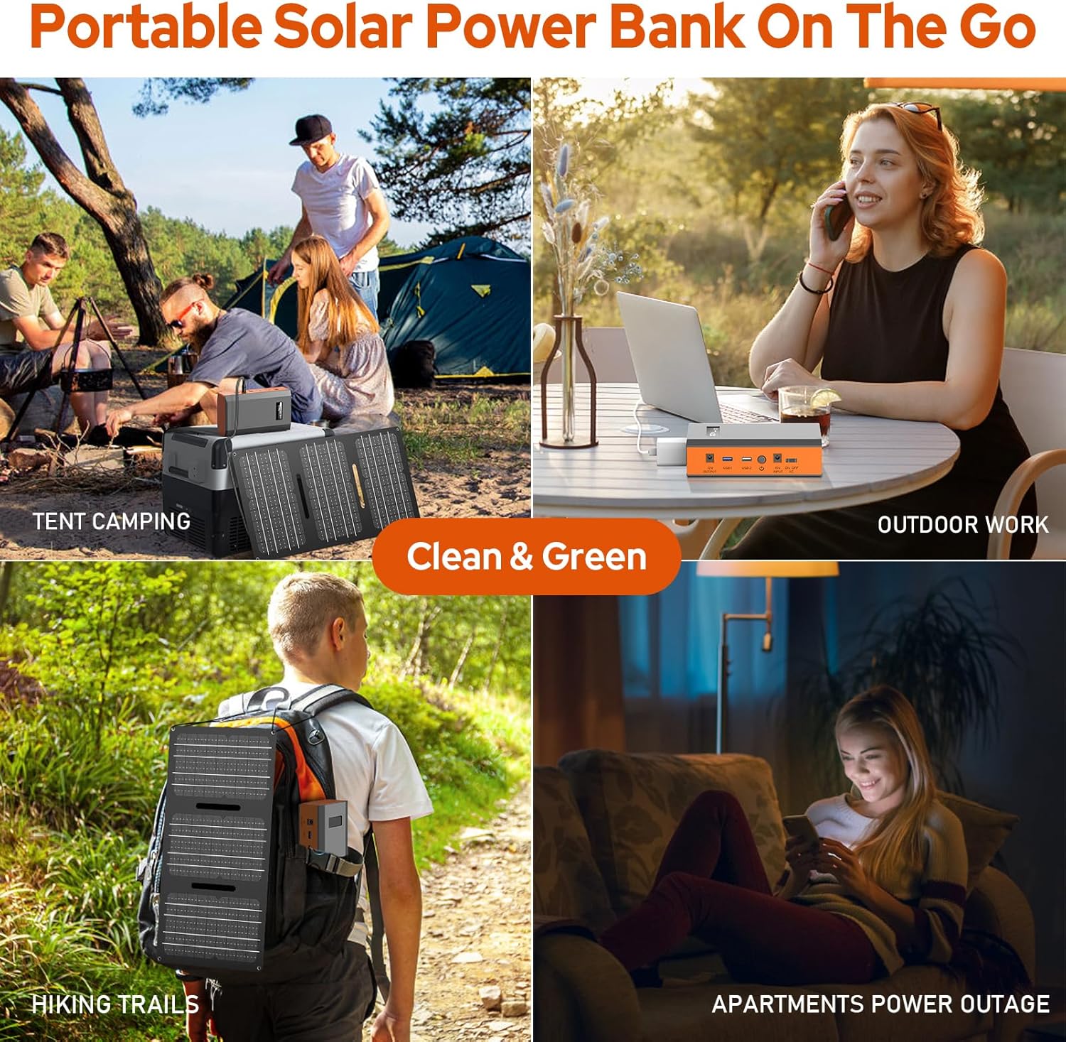 100W Portable Outdoor Solar Powered Power Bank Generator with Foldable 40W Solar Panel, 65W 110V Solar Power Station with DC AC Outlet for Home Use RV Camping Adventure