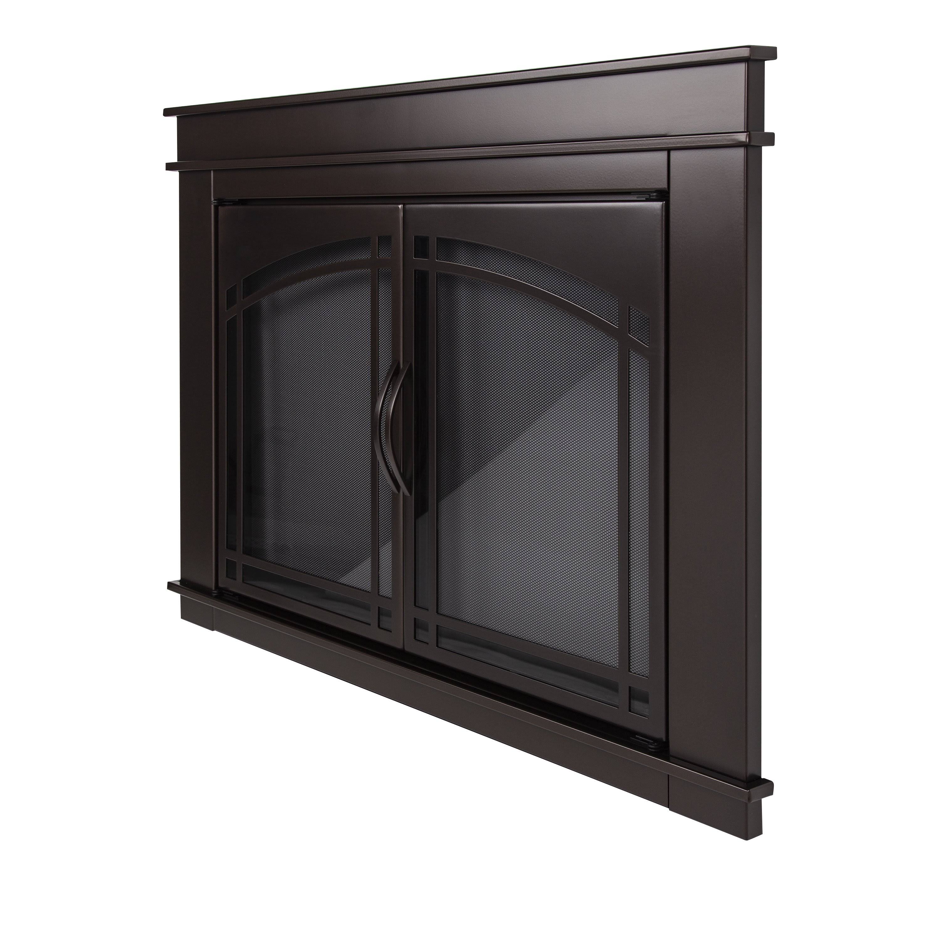 Pleasant Hearth Cabinet Style Fireplace Glass DOOR, Fenwick, Rubbed Bronze, Small