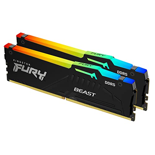 Kingston Fury Beast RGB 64GB (2x32GB) 6000MT/s DDR5 CL30 Desktop Memory | AMD Expo | Plug N Play | Kit of 2 | KF560C30BBEAK2-64