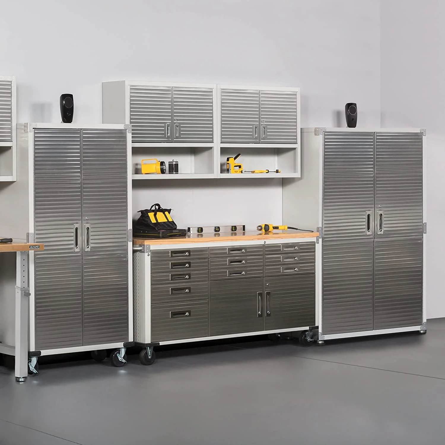 Seville Classics UltraHD Mega Steel Storage Cabinet, 48" W x 24" D x 72" H, Granite