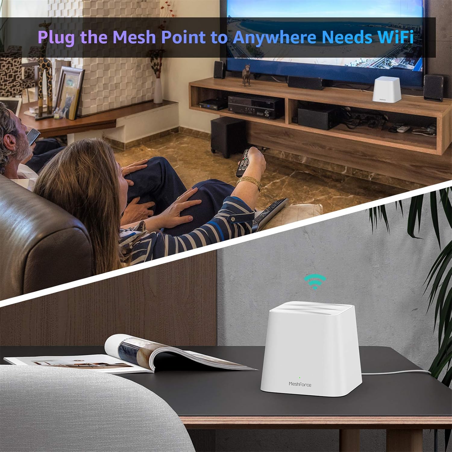 Meshforce M1 Mesh WiFi System, Whole Home WiFi Performance, WiFi Router Replacement, Max Wireless Coverage 6+ Rooms, Easy to Setup, Parental Control (3 Pack)