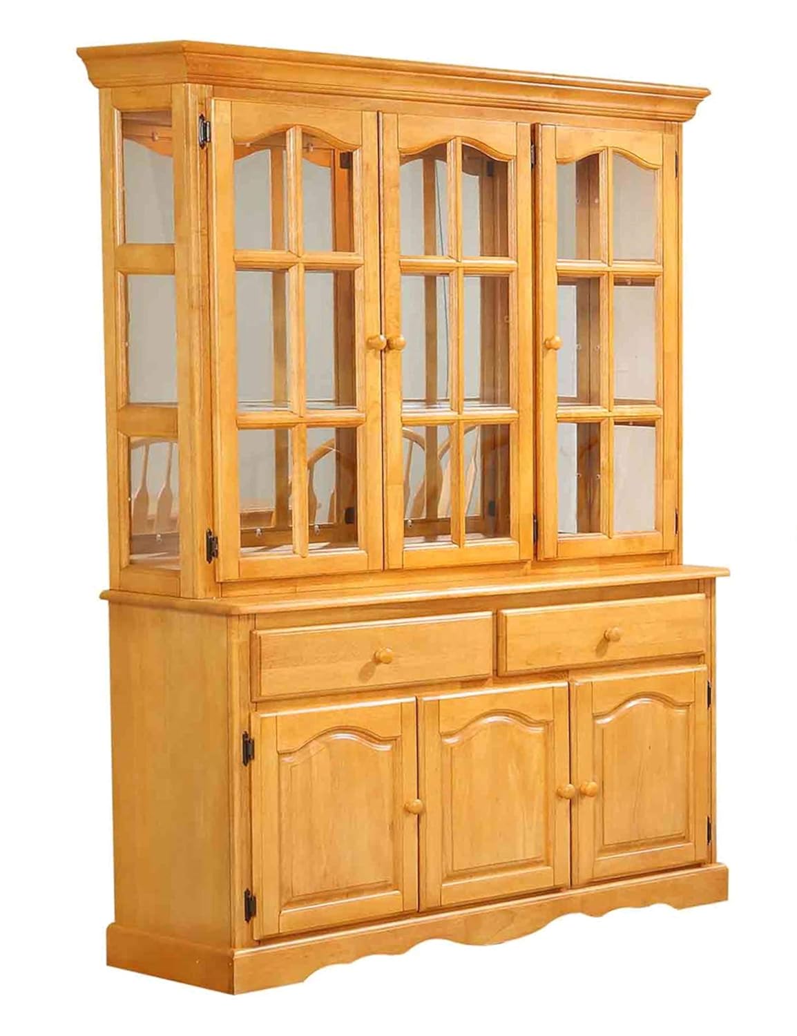 Sunset Trading Treasure Buffet and Lighted Hutch, China Cabinet, Oak
