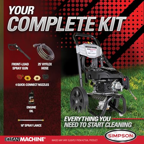 Simpson Cleaning 3400 PSI Gas Pressure Washer, 2.5 GPM Power Washer for Residential Use, CRX Engine, 25-Foot MorFlex Hose, Clean Machine, 49-State (CM61083)