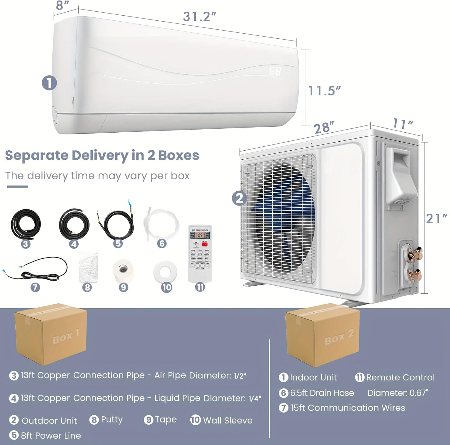 9000 BTU 17 SEER2 208-230V Ductless Mini Split Air Conditioner and Heater - Rapid Cooling & Heating, Advanced Inverter Technology, Easy Maintenance - Ideal for Home and Office Use