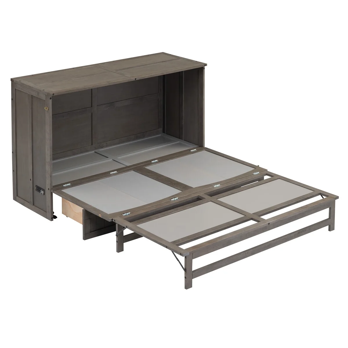 VIRUBI Queen Size Murphy Bed with Built-In Charging Station