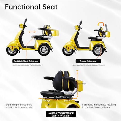 Mobility Scooters for Seniors & 4 Wheel Powered Mobility Scooters - 800W Motor, 60V20Ah Battery, 500lbs Weight Capacity - Electric Wheelchairs for Adults, Long Range Power for Travel（Rose Gold）