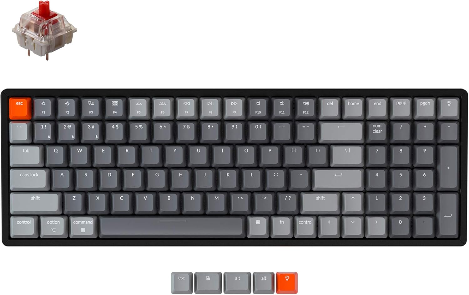 Keychron K4 Wireless Bluetooth/USB Wired Gaming Mechanical Keyboard, Compact 100 Keys RGB LED Backlit Gateron G Pro Brown Switch N-Key Rollover, Aluminum Frame for Mac Windows, Version 2