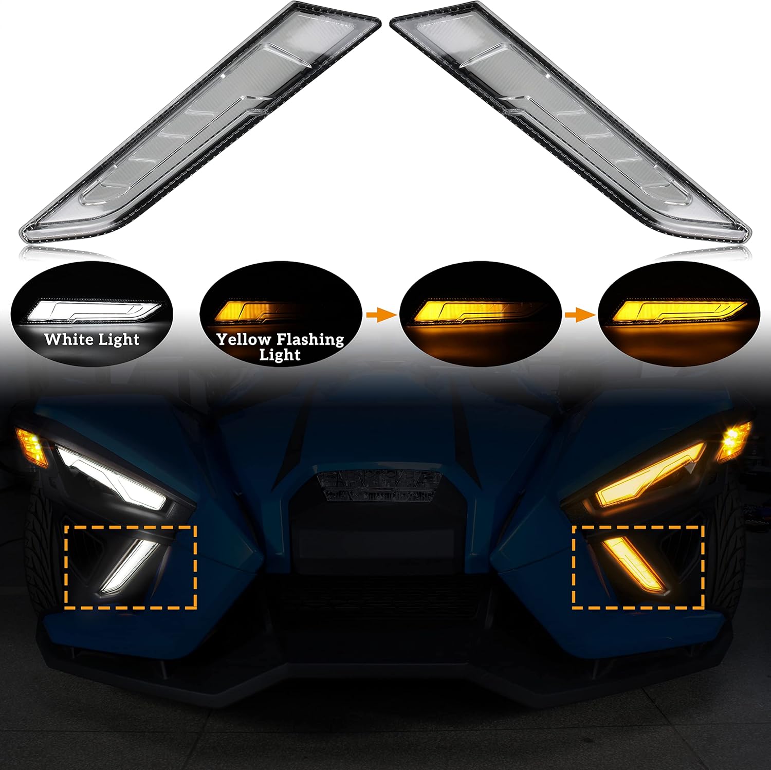 LDETXY Front Lower Accent Panel Kit for Slingshot All Models, Painted Lower Daytime Running Lights Trim Panel Upgrade Kit for Polaris Slingshot S SL SLR R LE 2014-2022 Modified Accessories (2PCS)