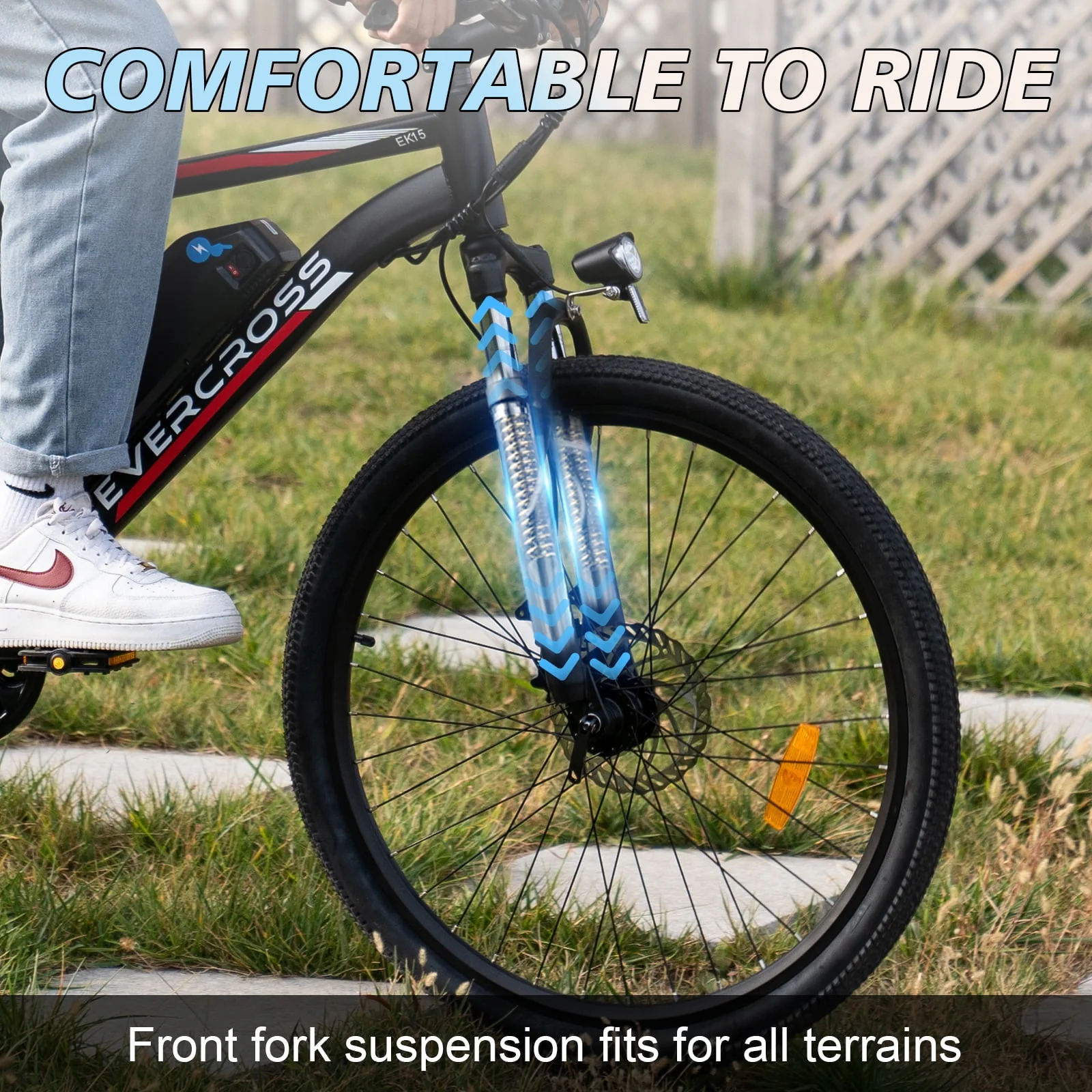 EVERCROSS 500W Electric Bike 26 Electric Bicycle for Adults 20MPH Mountain Bike with Removable 36V 12Ah Battery, 7 Speed Commuter Bike for Man Woman, BLack