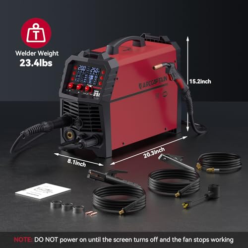 ARCCAPTAIN MIG Welder, 200Amp 6 in 1 Gas MIG/Gasless Flux Core MIG/Stick/Lift TIG/Spot welding/Spool Gun 110V/220V Aluminum Multi Process Welding Machine with LED Digital Display, Burn Back Adjustment