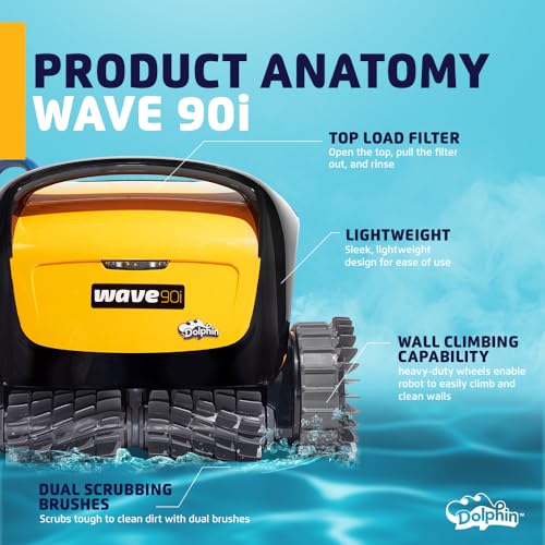 Dolphin W20 Automatic Robotic Pool Vacuum Cleaner Includes Remote Control and Caddy, Floor Cleaning Only, Ideal for Commercial Shallow Depth Pools up to 78 FT in Length