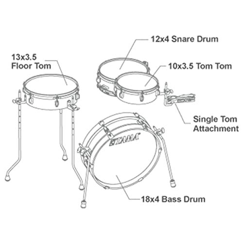Tama Club-JAM Pancake LJK48P 4-piece Shell Pack with Snare Drum - Hairline Black