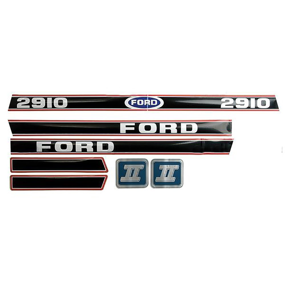 12102 Hood Decal Set (with Black/Red) Force II Fits Ford Tractor 2910 Pack of 2