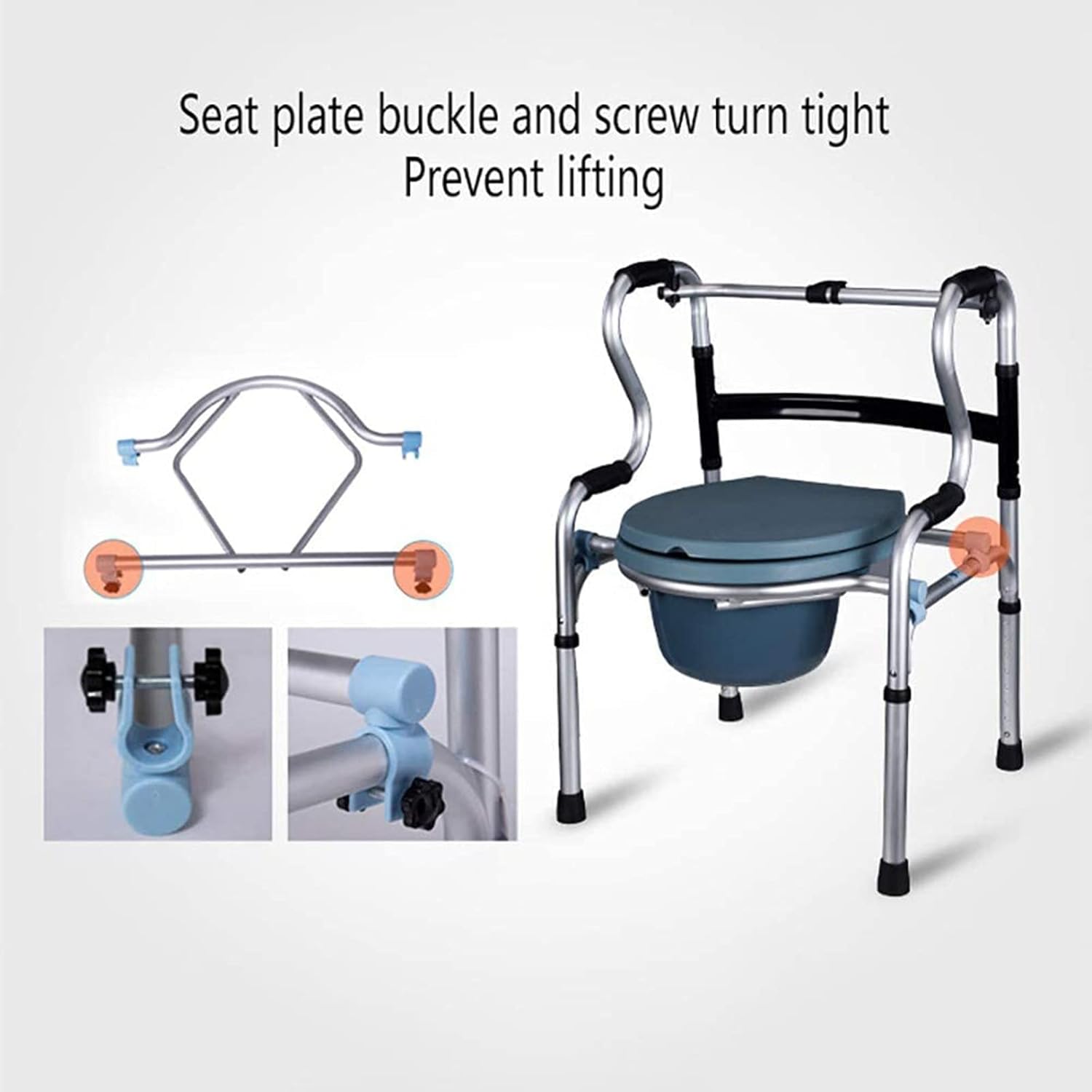 KOHARA Mobile Wheeled Commode Chair, Adjustable Height Mobile Commode Chair, WC Toilet Chair, Mobile Commode, Portable Bathroom Chair,Brakes