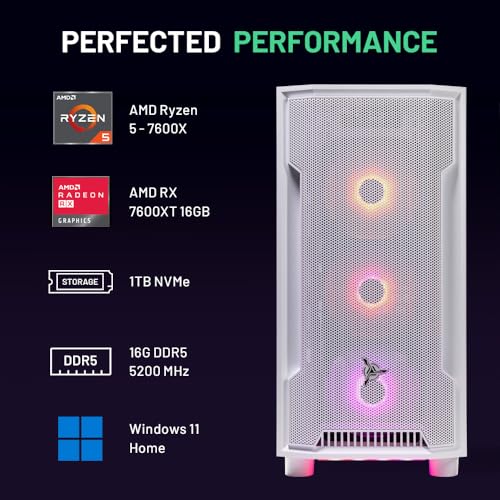 Skytech Gaming Blaze 3.0 Gaming PC Desktop - AMD Ryzen 5 3600 3.6GHz, 3060 12GB, 16GB DDR4 3200, 1TB SSd, 600W Gold PSU, Windows 10 Home 64-bit, AC WiFi, White