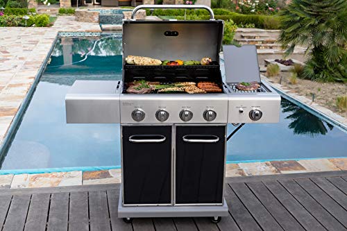 Kenmore PG-A40409S0LB 4 Burner Cabinet Style Propane Gas BBQ Grill with Searing Side Burner, 52000 Total BTU, Black