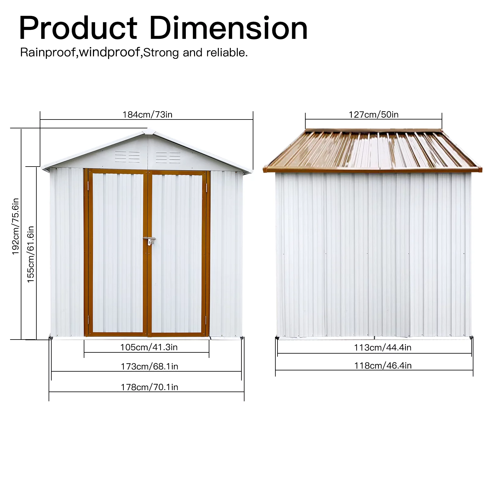 6 x 4 ft Sheds and Outdoor Storage, Metal Storage Shed with Sliding Roof and Lockable Door for Garden Tools, Bike and Garbage Can, Waterproof Outdoor Storage Cabinet, White