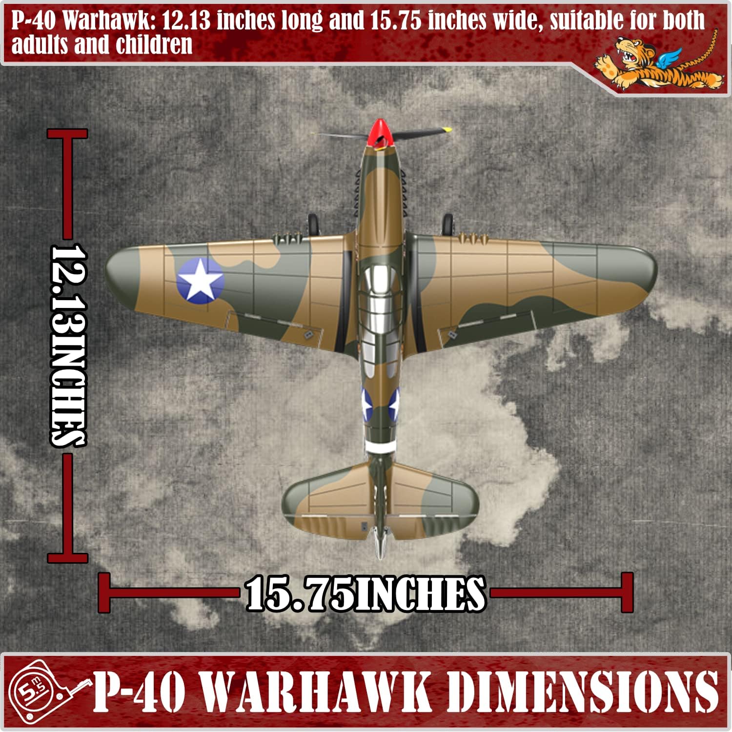 LEAMBE RC Plane 4 Channel Remote Control Airplane - Ready to Fly P-40 Warhawk RC Airplane for Beginners Adult with Xpilot Stabilization System & One Key Aerobatic