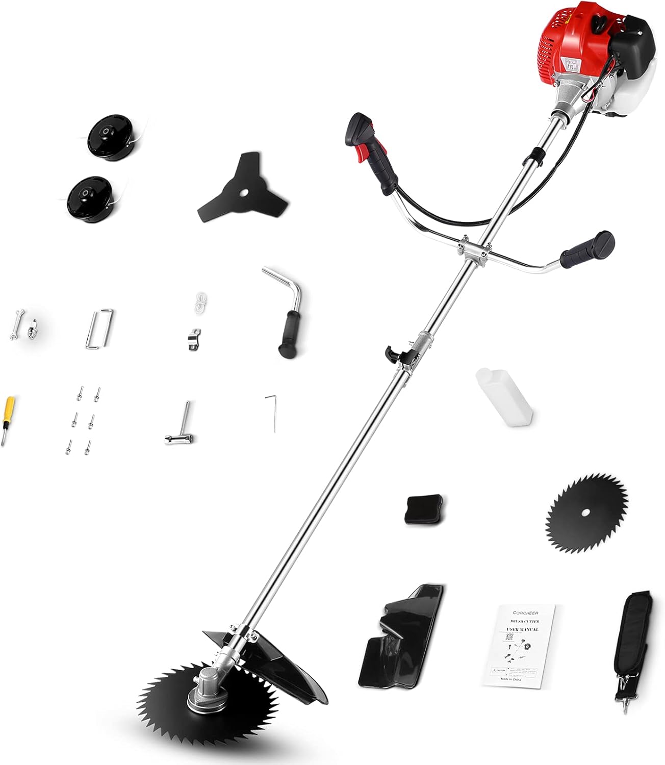 COOCHEER 42.7cc 18-Inch Weed Wacker, Detachable Weed Eater Lawn Edger, 2-Cycle Gas String Trimmer/Edger Gas Weed Eater with Weed Eater Attachments Capabilities for Lawn Care Trimming