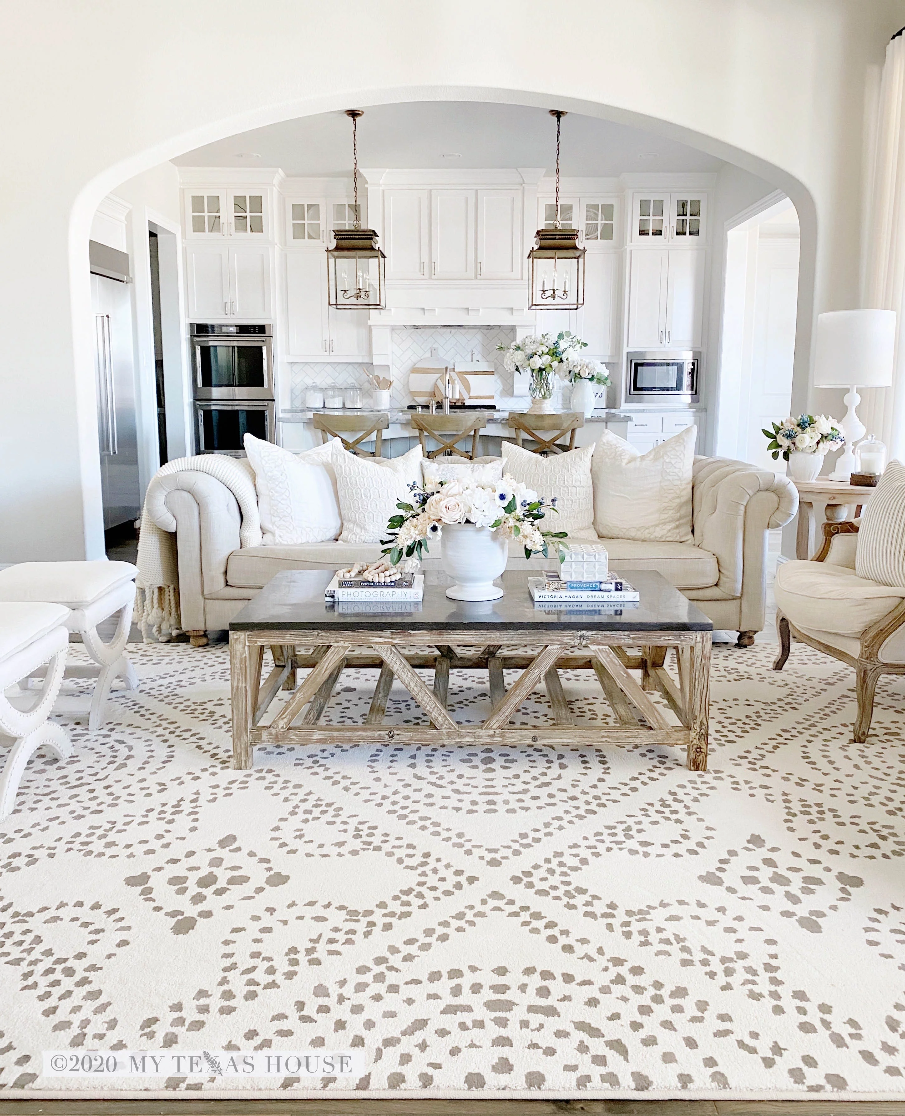 My Texas House Saltillo 5'3" X 7'6" Natural White Bohemian Area Rug