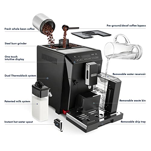 De'Longhi Eletta Fully Automatic Espresso Machine (Refurbished), 1300 milliliters, Black